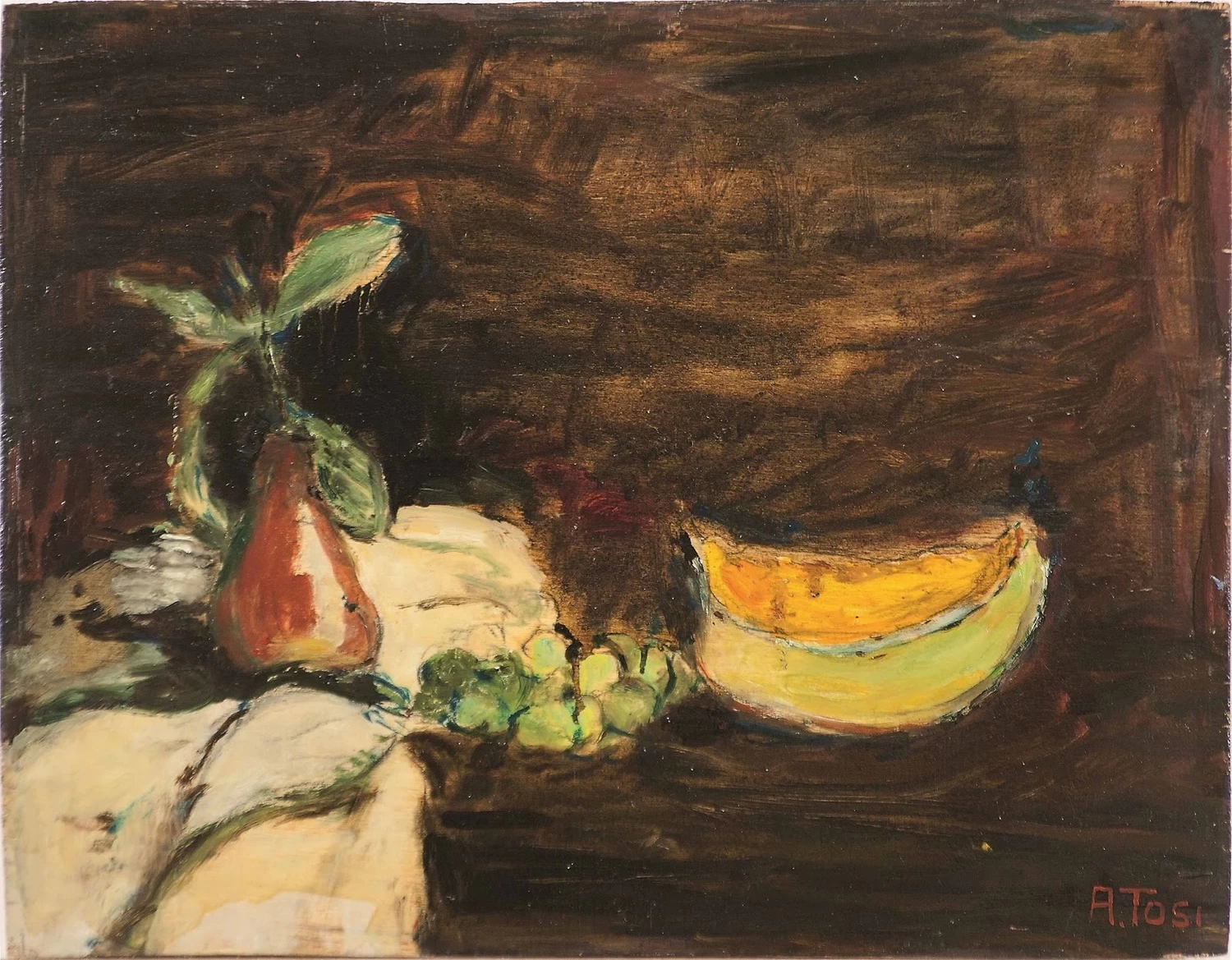 Natura morta con pera e melone